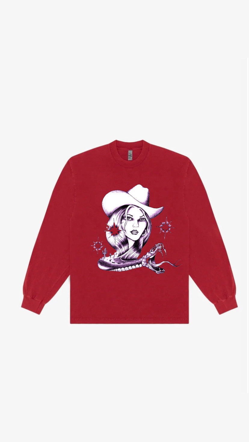 Cowgirl L/S T- Shirt (Red)