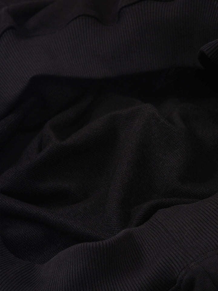 Star Embroidered Pullover Hoody - Black