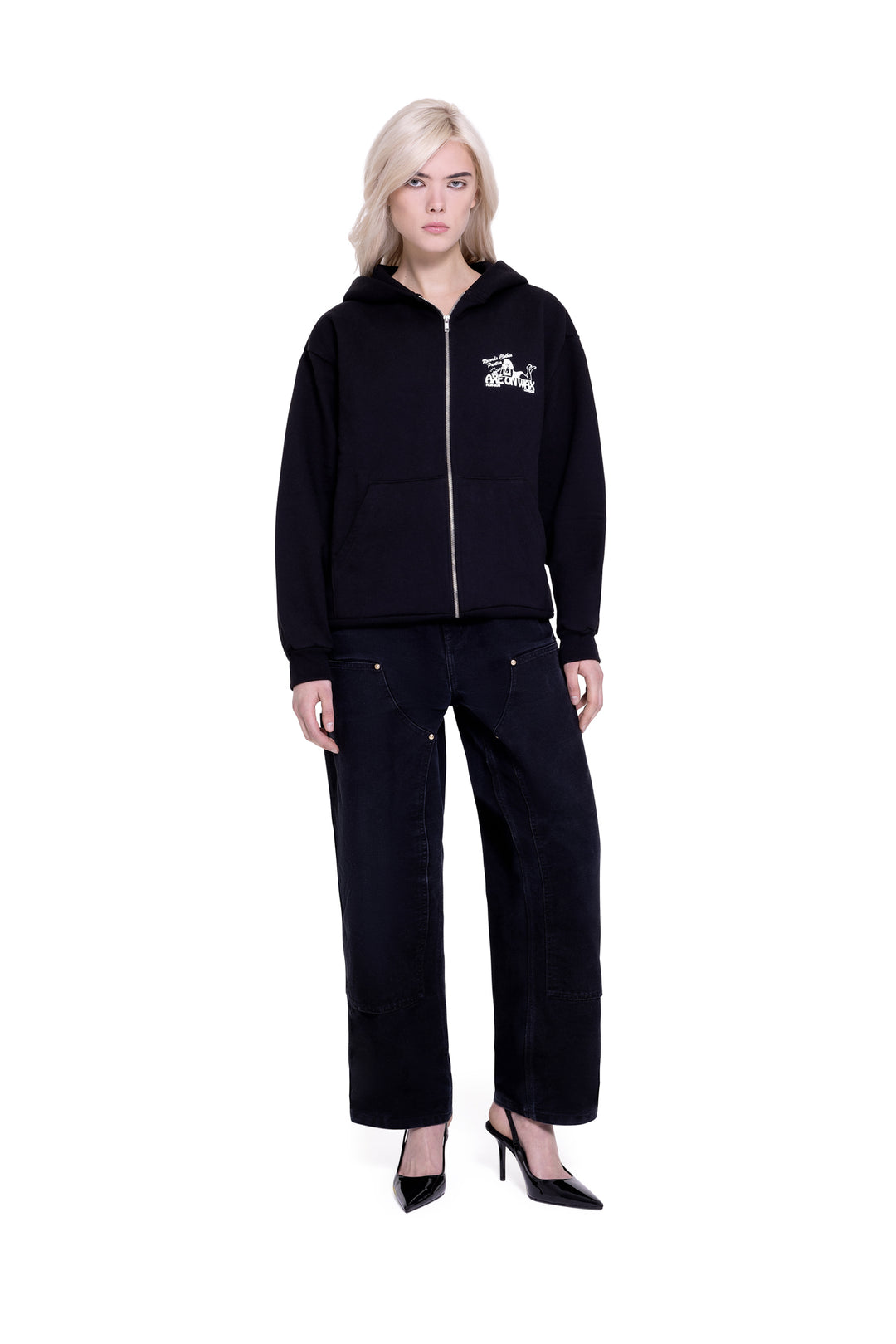 Pin-Up Heavy Fleece Zip Up Hoodie (Black)