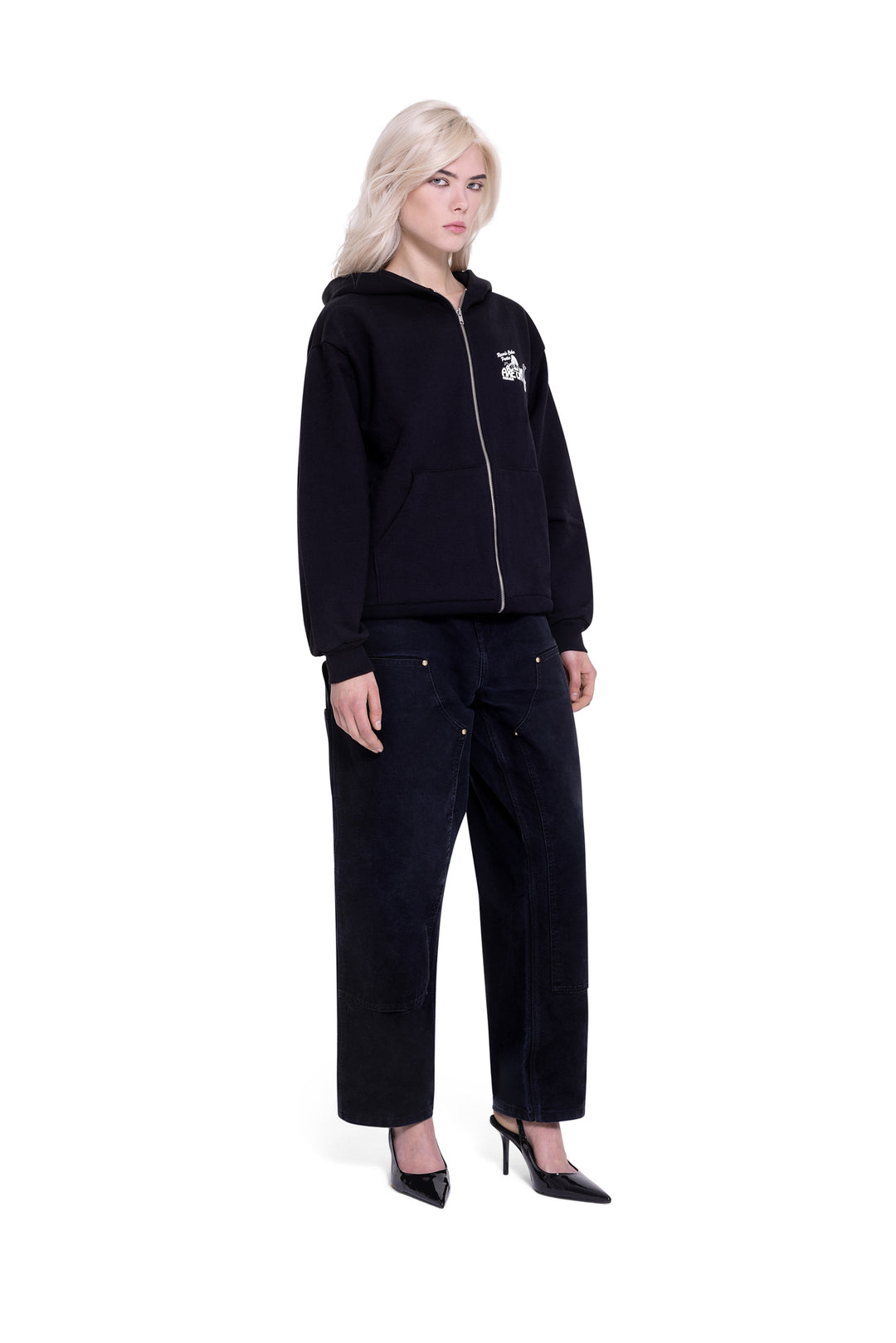 Pin-Up Heavy Fleece Zip Up Hoodie (Black)