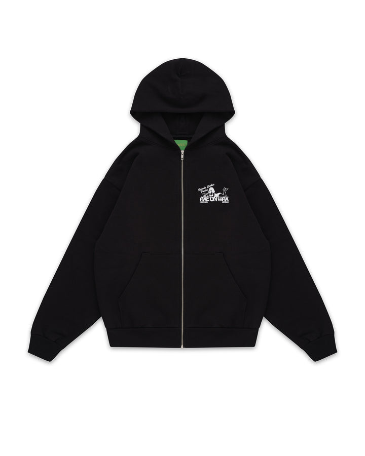 Pin-Up Heavy Fleece Zip Up Hoodie (Black)