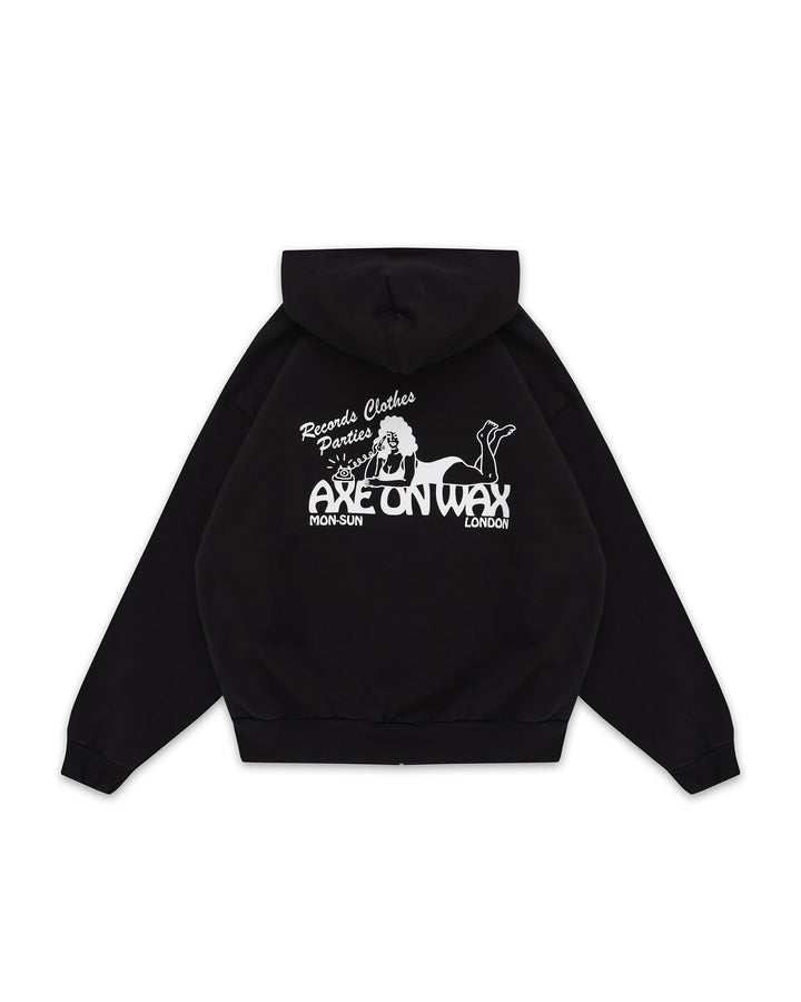 Pin-Up Heavy Fleece Zip Up Hoodie (Black)